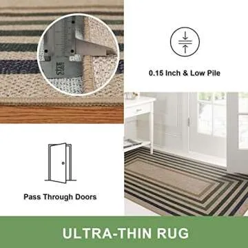 Lahome Modern Geometric Easy Jute Entryway Rug, 3x5 Washable Farmhouse Kitchen Rugs for Bedroom, Contemporary Non Slip Non Shedding Woven Carpet for Living Room