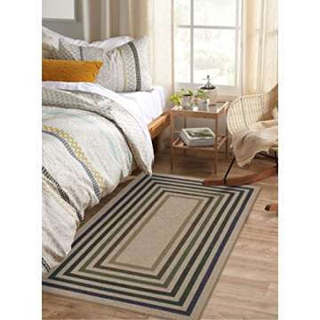 Lahome Modern Geometric Easy Jute Entryway Rug, 3x5 Washable Farmhouse Kitchen Rugs for Bedroom, Contemporary Non Slip Non Shedding Woven Carpet for Living Room