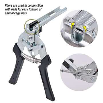 MINYULUA Type M Hog Nail Ring Pliers Kit with 2400pcs M Clips, Hand Tools Clamp Wire Cage Fasten Pli...