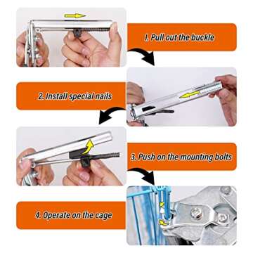 MINYULUA Type M Hog Nail Ring Pliers Kit with 2400pcs M Clips, Hand Tools Clamp Wire Cage Fasten Plier for Fence Fastening, Upholstery Installation, Animal Cages