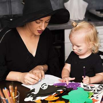 Fennoral 12 Pack Halloween Craft Kit for Kids Make You Own Halloween Foam Stickers Halloween Arts an...