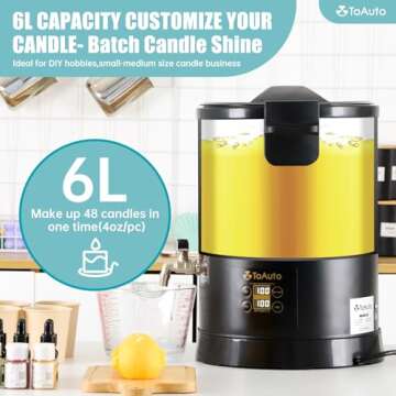 TOAUTO 12Lbs Digital Wax Melter for Candle Making,Easy Pour Spout Large Electric Wax Melting Pot, Wax Melter with Accurate Temperature Control Panel,No Cloggy|Easy Clean for Production Soap Candle