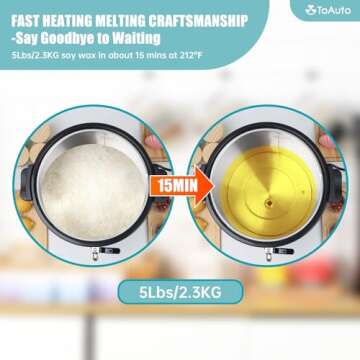 TOAUTO 12Lbs Digital Wax Melter for Candle Making,Easy Pour Spout Large Electric Wax Melting Pot, Wax Melter with Accurate Temperature Control Panel,No Cloggy|Easy Clean for Production Soap Candle