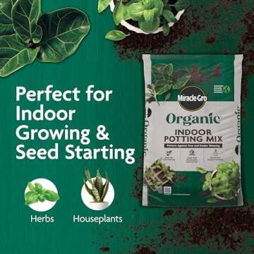 Miracle-Gro Organic Indoor Potting Mix, Protects Against Over and Under Watering, for Indoor Container Plants, Houseplants and Starter Plants, OMRI Listed, 8 qt.