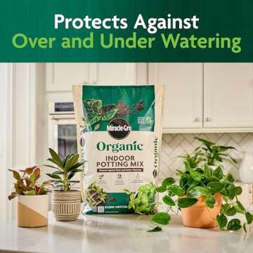 Miracle-Gro Organic Indoor Potting Mix, Protects Against Over and Under Watering, for Indoor Container Plants, Houseplants and Starter Plants, OMRI Listed, 8 qt.