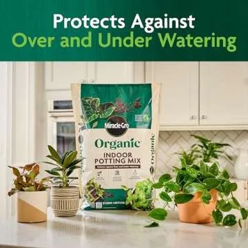 Miracle-Gro Organic Indoor Potting Mix, Protects Against Over and Under Watering, for Indoor Container Plants, Houseplants and Starter Plants, OMRI Listed, 8 qt.