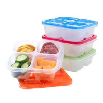 Bentgo Easyboxes 4-Compartment Snack Containers - 8-Piece Set with Lids for Fresh Meal Prep and Stor...