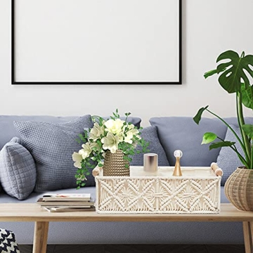 HOSROOME Macrame Storage Basket Boho Decor Baskets for Organizing Woven Decorative Basket for Countertop Toilet Paper Basket for Tank Top for Home Decor Bedroom Nursery Livingroom Entryway (Set of 2)