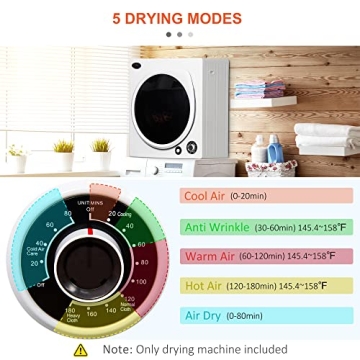 HOMCOM Portable 5 Mode Stainless Steel Clothes Dryer