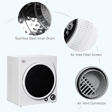 HOMCOM Portable 5 Mode Stainless Steel Clothes Dryer