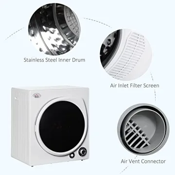 HOMCOM Portable 5 Mode Stainless Steel Clothes Dryer