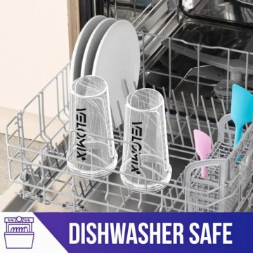 VELOMIX -2 Pack- 28 oz Protein Shaker Bottles for Protein Mixes - 2x Wire Whisk | Leak Proof Shaker Cups for Protein Shakes | Protein Shaker Bottle Pack | Shakers for Protein Shakes - 2xTransparent