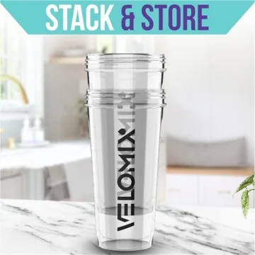 VELOMIX -2 Pack- 28 oz Protein Shaker Bottles for Protein Mixes - 2x Wire Whisk | Leak Proof Shaker Cups for Protein Shakes | Protein Shaker Bottle Pack | Shakers for Protein Shakes - 2xTransparent