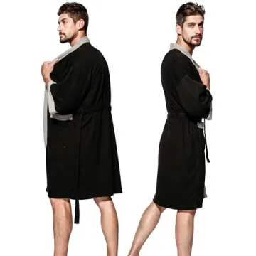 Haseil Men's Turkish Cotton Bathrobe Waffle Kimono Terry Cloth Hotel Spa Robes