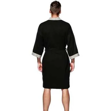 Haseil Men's Turkish Cotton Bathrobe Waffle Kimono Terry Cloth Hotel Spa Robes