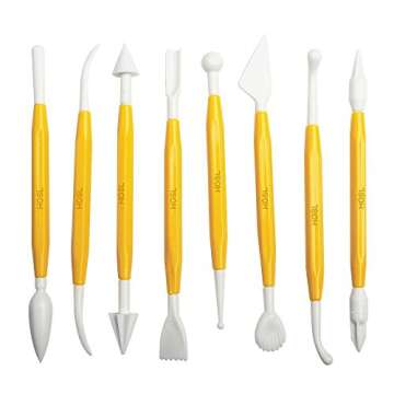 HOSL Fondant Cake Decorating Tools Set 11pcs Fondant Cutters Roller Fondant Smoother & Rolling Pin F...