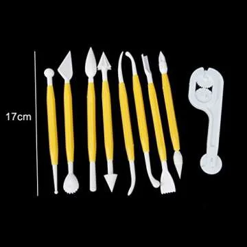 HOSL Fondant Cake Decorating Tools Set 11pcs Fondant Cutters Roller Fondant Smoother & Rolling Pin Flower Fondant Molds Cake Decorating Supplies Kit for Beginners Cake Sculpting & Modeling Tools