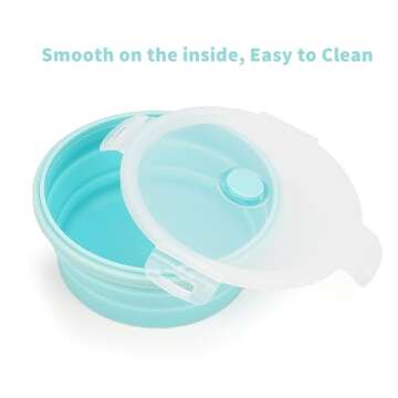 CARTINTS Silicone Collapsible Food Storage Containers-Prep/Storage Bowls with Lids – Set of 4 Round Silicone Lunch Containers – Microwave and Freezer Food Containers (Blue)