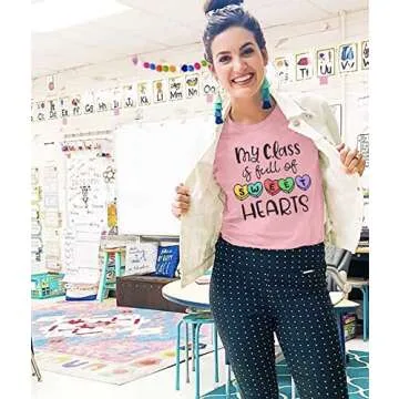 Valentines Day Shirt for Teachers Women My Class is Full of Sweet Hearts Leopard Shirt Casual Short Sleeve Tees Tops