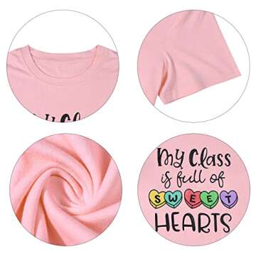 Valentines Day Shirt for Teachers Women My Class is Full of Sweet Hearts Leopard Shirt Casual Short Sleeve Tees Tops