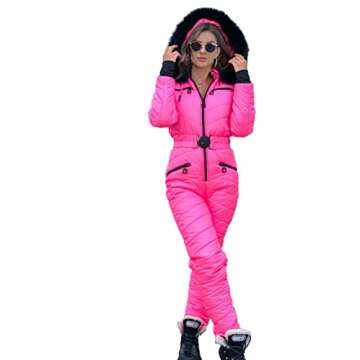 Yousify Womens Onesie Ski Suit Winter Outdoor Sports Waterproof Snowsuit Jumpsuits Jacket