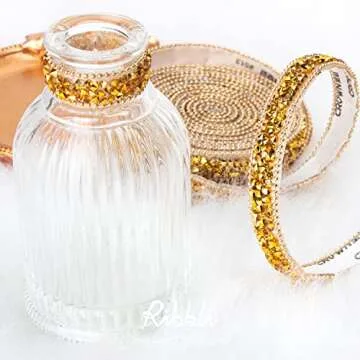 Ribbli Self Adhesive Resin Rhinestone Strips Diamond Ribbon,Rhinestone Sticker for Crafts,Gold Bling Wrap Roll Use for Cake Decoration(Gold,3/8 Inches x 3 Yards)