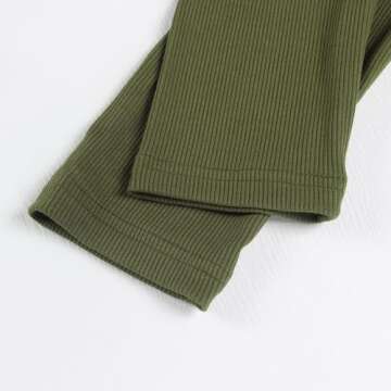 Artfish Women's Square Neck Long Sleeve Ribbed Slim Fitted Casual Basic Crop Top (Olive Green, S)