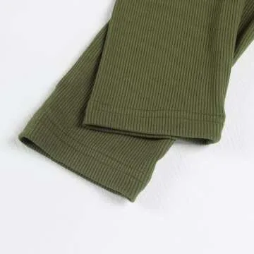 Artfish Women's Square Neck Long Sleeve Ribbed Slim Fitted Casual Basic Crop Top (Olive Green, S)