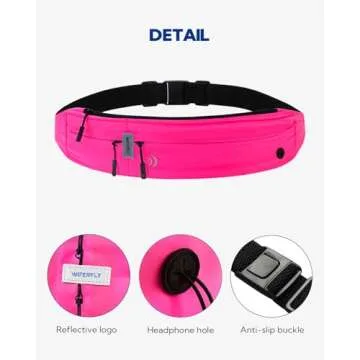 WATERFLY Running Belt Fanny Pack: Runner Marathon Jogging Waist Pack Sport Workout Exercise Fitness Phone Holder Belt for Men Women Jogger Slim Waistband