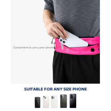 WATERFLY Running Belt Fanny Pack: Runner Marathon Jogging Waist Pack Sport Workout Exercise Fitness Phone Holder Belt for Men Women Jogger Slim Waistband