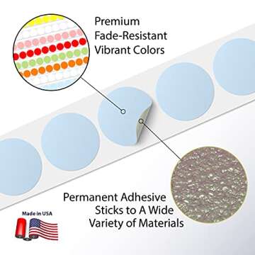 2” Circle Direct Thermal Perforated Stickers Labels for Barcodes, Address, Small Business Labeling, Inventory and Color Coding – Compatible with Zebra, Rollo, Munbyn, and More (Blue, 1 ROLL)