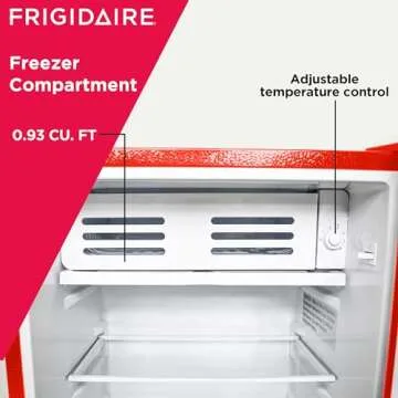 Frigidaire Retro Compact Fridge with Chiller, 3.2 cu ft Countertop Fridge with Built-In Bottle Opener, Compact Refrigerator for Office, Bedroom, Dorm Room or Cabin - 16.5"D x 19"W x 31"H (Red)