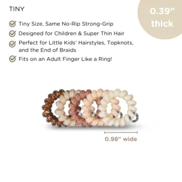 TELETIES Tiny Spiral Hair Coils - 5 Pack for All Styles