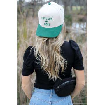 Funky Junque Two Tone Vintage Corduroy Snapback Hat - Airplane Mode - Green/Beige