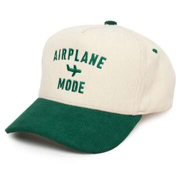 Funky Junque Two Tone Vintage Corduroy Snapback Hat - Airplane Mode - Green/Beige