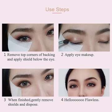 Faiteary 150pcs Eyeshadow Shields, Lint Free Eyeshadow Stencil Gel Pad Under Patches, Prevent Makeup Residue for Eyelash Extensions, Eyeliner, Lip and Tinting Makeup