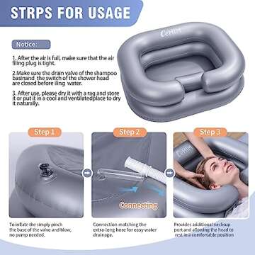 Cehim Inflatable Shampoo Basin - Portable Shampoo Bowl, Hair Washing Basin for Bedridden, Disabled,Injured, Hair Wash Tub for Dreadlocks and at Home Sink Washing (Silver)