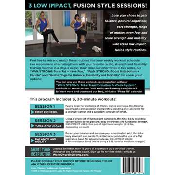 Build Balance and Inner Strength, 3 Low Impact, Core Cardio Workouts, Walk Strong 2.0 with Jessica S...