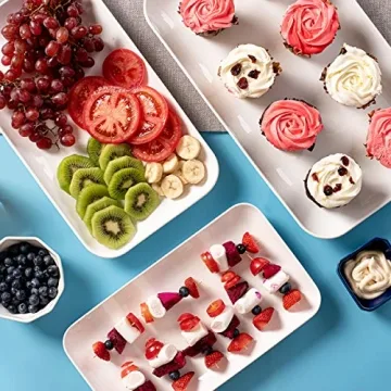 DELLING 16/14/12inch Large White Serving Platters for Parties