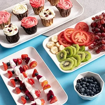 DELLING 16/14/12inch Large White Serving Platters for Parties