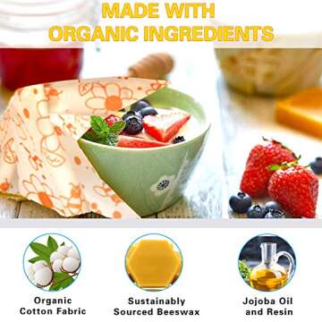 Eco-Friendly Beeswax Wraps - 6 Pack for Sustainable Food Storage