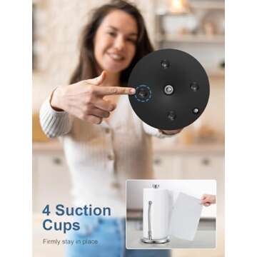 SMARTAKE Paper Towel Holder, Paper Towel Dispenser Standing Weighted Base Non Slip, Spring Arm for Easy Tear, Stainless Steel Paper Towel Holder for Home Kitchen Countertop Tabletop, Silver