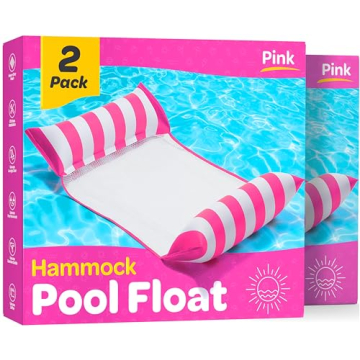 2 Pack Multi-Purpose Pool Floats for Adults - Pink Hammock Raft Lounge Chair