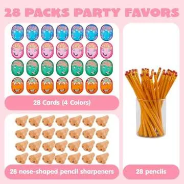 JOYIN 28 pcs I Pick Your Nose Pencil and Sharpener with Valentines Greeting Cards for Kids Party Favor, Classroom Exchange Prizes
