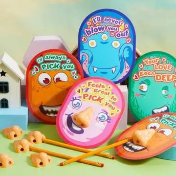 JOYIN 28 pcs I Pick Your Nose Pencil and Sharpener with Valentines Greeting Cards for Kids Party Favor, Classroom Exchange Prizes