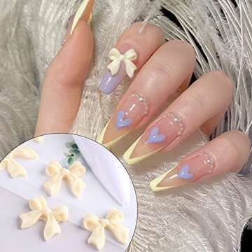 9 Colors 3D Bow Nail Art Decorations, 100PCS Colorful Bowknot Nail Accessories 3D Bows Nail Charms for Acrylic Resin Flatback Nail Art Design