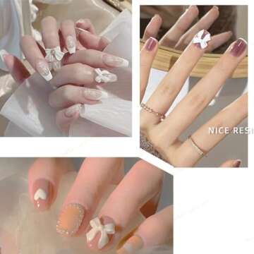9 Colors 3D Bow Nail Art Decorations, 100PCS Colorful Bowknot Nail Accessories 3D Bows Nail Charms for Acrylic Resin Flatback Nail Art Design