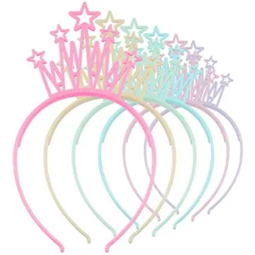 WJYX Bows 12-Pack Crown Headbands for Kids and Teens