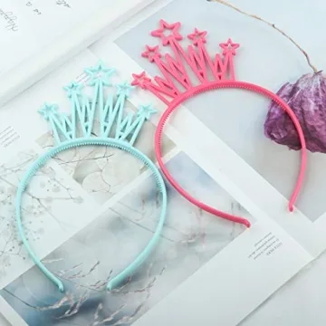 WJYX Bows 12-Pack Crown Headbands for Kids and Teens