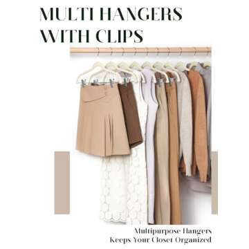 Cozymood Velvet Skirt Hangers - Pack of 24 - Velvet Hangers with Clips Ultra Thin Non Slip Velvet Pants Hangers Space Saving Clothes Hanger for Trouser, Skirts, Jeans, Dress (Beige)